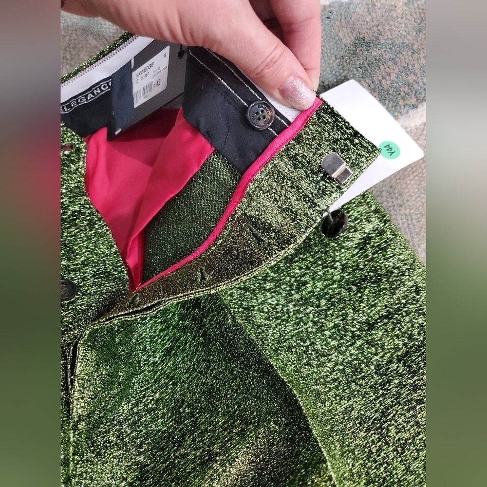 DSQUARED GREEN SILK METALLIC LONG PANTS - Picture 14 of 14
